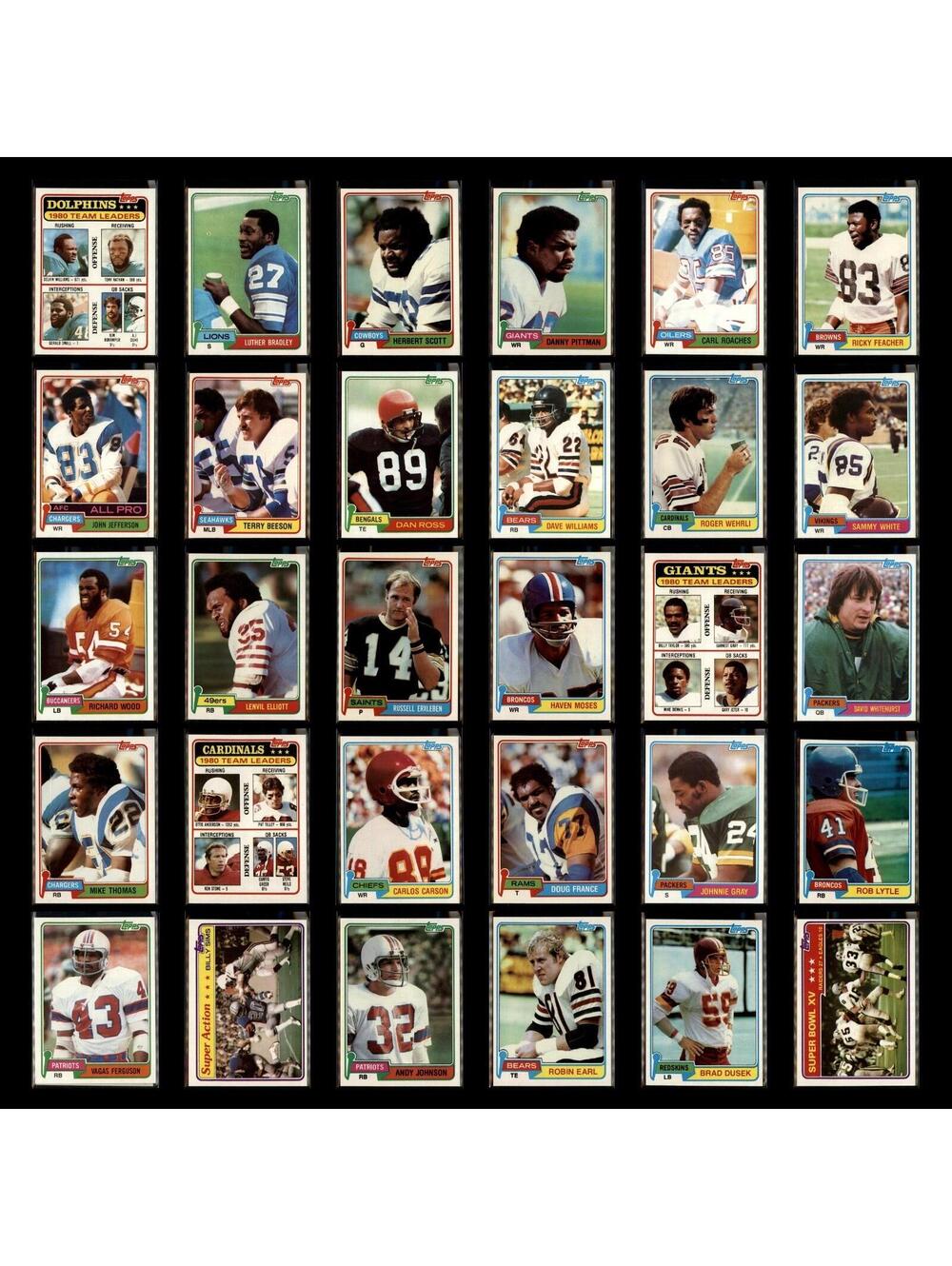 1981 Topps NFL Lot 30 Football Cards NM-Mint  1980 Dolphins Team Leaders